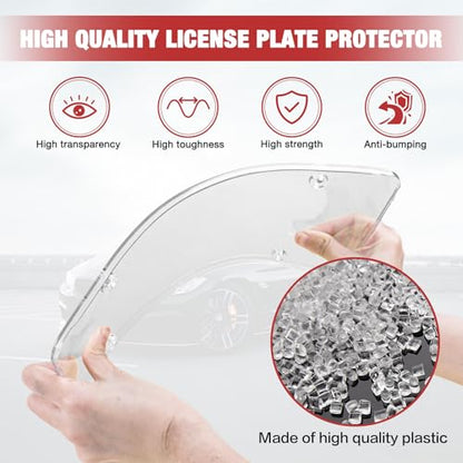 License Plate Protector 2 Pack, Clear License Plate Cover 12.08 * 6.02’’ Universal, Plate Cover for Car Plastics, Car Frame Cover Shield with Screws Transparent Spacers Screw Caps by XIOGZAXI - style: Style A