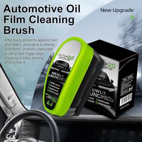 2PCS Automotive Oil Film Cleaning Brush, 2026 Upgrade 2.0 Oil Film Remover Improves Clarity and Visibility for Car Windows, 150ml Universal Windshield Cleaning Brush for All Glass Surfaces