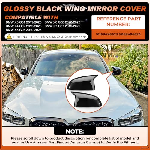 ACLONG Glossy Black Mirror Cover Caps Rearview Side Mirror Covers Fit for BMW X3/G01 X4/G02 X5/G05 X7/G07 2019-2025 X6/G06 2020-2025 Left Driver Side Right Passenger Side-2 PCS - size: Fit for BMW X3 X4 X5 X7 2019-2025