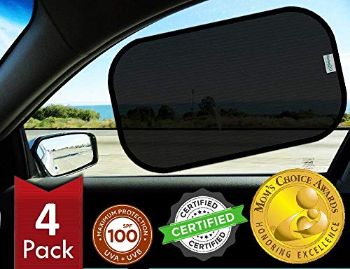 Car Window Shades - Certified 99.79% UVA & 99.95% UVB sun protection. Award winning car sun shade for side windows. 4 Pack (2 Transparency options) 20" x 12" -window shade for car baby by Kinder Fluff - color: 2 Semi-Transparent + 2 Transparent, size: 20x