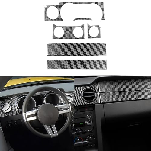 Car Instrument Central Console Dashboard Panel Kit Carbon Fiber Accessories Trim Stickers Compatible with Ford Mustang GT Shelby 2005 2006 2007 2008 2009 7PCS - color: Co-pilot Kit-black
