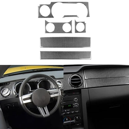 Car Instrument Central Console Dashboard Panel Kit Carbon Fiber Accessories Trim Stickers Compatible with Ford Mustang GT Shelby 2005 2006 2007 2008 2009 7PCS - color: Co-pilot Kit-black