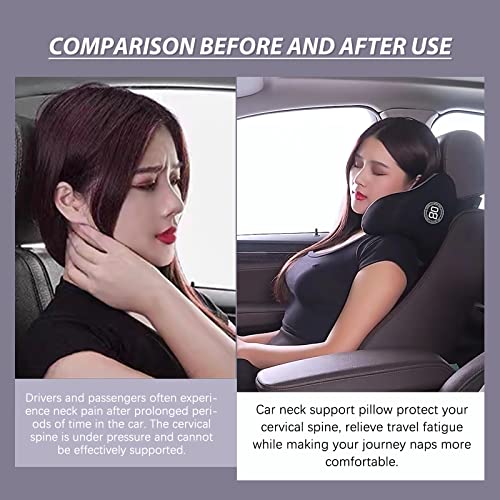 SPRFUFLY U-Shaped Car Headrest Pillow for Sleeping, 100% Memory Foam Car Pillow with Breathable Removable Cover, Ergonomic Design - Ideal Car Companion for Naps & Neck Pain Relief (Black, 1PC) - color: Pack of 1/Black/U-shaped