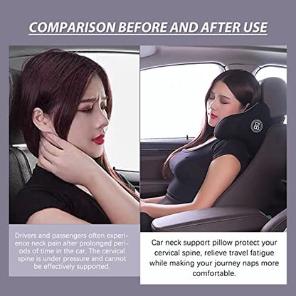 SPRFUFLY U-Shaped Car Headrest Pillow for Sleeping, 100% Memory Foam Car Pillow with Breathable Removable Cover, Ergonomic Design - Ideal Car Companion for Naps & Neck Pain Relief (Black, 1PC) - color: Pack of 1/Black/U-shaped