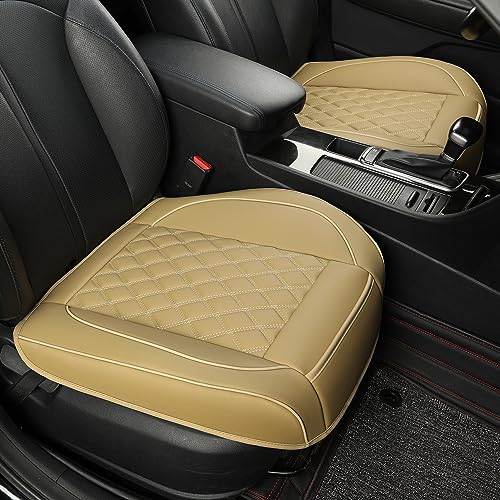 2 Pack Leather Front Car Seat Covers,Bottom Seat Covers for Cars,Driver Car Seat Cushion Cover,Luxury Seat Protectors,Waterproof,Full Wrap,for Most Vehicles,Sedan,Truck,SUV(Beige) - color: Diamond Beige, size: 2 PCS