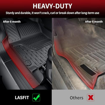 LASFIT Floor Mats 2025 2026 for Ram 1500 Crew Cab Without Rear Under-Seat Factory Storage Bucket Seat (Not for Quad Cab), All Weather TPE Custom Fit Car Mats Floor Liners 1st & 2nd Row, Black - style: 1) 1500 | 2025-2026 | Crew Cab w/o Storage Floor Mats