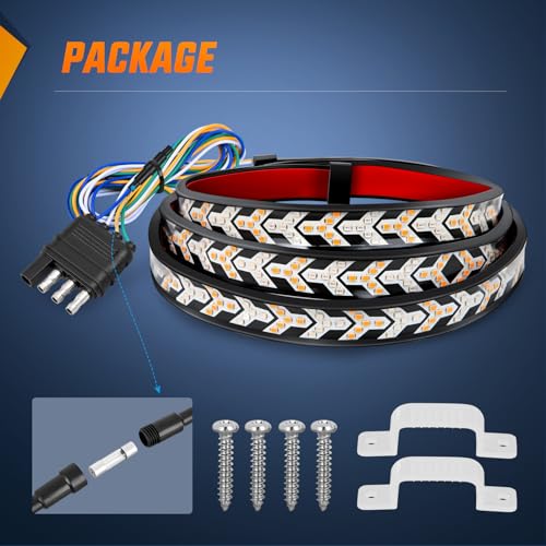 Nilight Truck Tailgate Light Strip 48Inch Arrow 432 LED with Red Running Brake Lights Amber Turn Signals Strobe Lights - color: 48" Tailgate Light Strip Red/Amber Arrow
