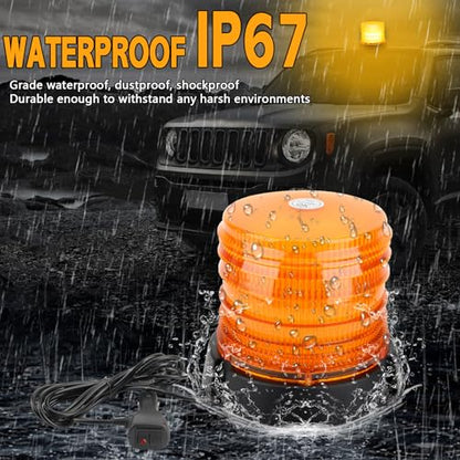 60 LED Amber Magnetic Strobe Light, 12-24V Rooftop Warning Flashing Light, Emergency Beacon Light for Pickup Truck, Forklift, Engineering Vehicles and Golf Carts - color: Yellow