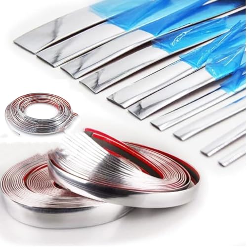 3Pcs 10Ft Car Trim Strip Self-Adhesive, Chrome Silver Automotive Car Exterior and Interior Molding Trim Bumper Window Door Body Side Decorative Strip