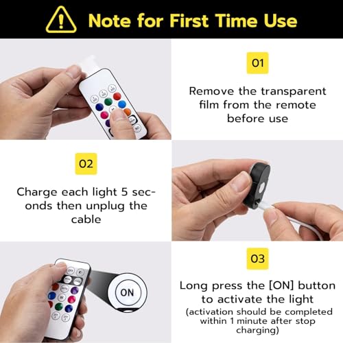 Mcbazel 4 Pcs Wireless Rechargeable Magnetic LED Strobe Lights, 8-Colors USB Waterproof Anti-Collision LED Car Flashing Warning Light with Remote Control for Cars, RC Cars, Bikes, Motorcycles