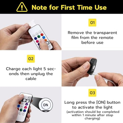 Mcbazel 4 Pcs Wireless Rechargeable Magnetic LED Strobe Lights, 8-Colors USB Waterproof Anti-Collision LED Car Flashing Warning Light with Remote Control for Cars, RC Cars, Bikes, Motorcycles