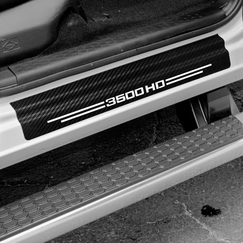 4 Pcs Carbon Fiber Car Door Sill Scuff Plate Auto Door Entry Guard Scratch Shield for GMC Sierra 3500HD Auto Accessories (White, 3500HD) - color: White, size: 3500HD