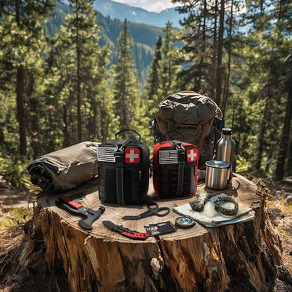 Survival First Aid Kit, 190 Pcs Survival Gear and Medical Supplies, Military IFAK EMT Molle Tactical Pouch for Outdoor, Camping, Hiking, Car, Vehicles and More - color: Black