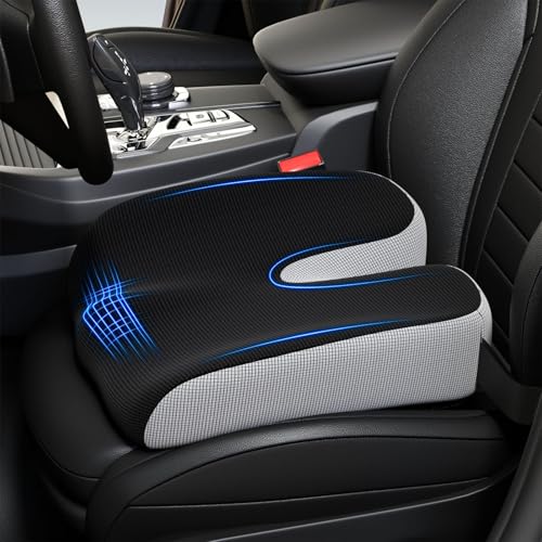Adult Car Booster Seat Cushion - Memory Foam Car Seat Wedge Cushion - Coccyx Cushion for Tailbone Pain - Driver Seat 3 Inch Height Boost Cushion - for Cars, Trucks, Home & Office Chairs, Black - color: Black