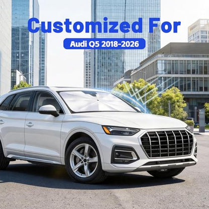 Car Windshield Sun Shade for Audi Q5 2018-2026 –[Reflective Coated Fabric] Sunshade Umbrella for Front Window, Car Shades Sun Visor Keep Car Cool and Protects Interior, 1:1 Exact Fit - size: For Audi Q5 2018-2026