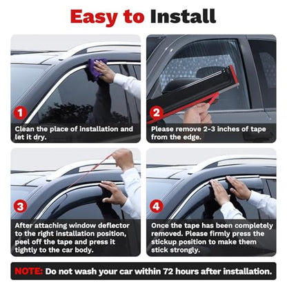 Canvcle RAV4 Rain Guards - Window Visors for Toyota RAV4 2006-2012, Outside-Mount Tape-On Side Window Wind Deflectors for RAV4 Accessories, Vent Visors Shades Rainproof Black 4PCS - size: Toyota RAV4 2006-2012