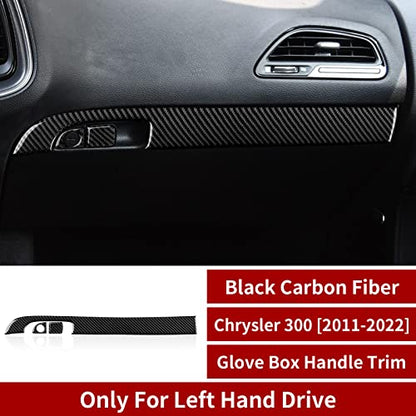 Car Copilot Glove Box Decals for 2011-2023 Chrysler 300 / 300C / 300S / Limited/Touring/Base Accessories Carbon Fiber Interior Stickers - color: Copilot Handle Box