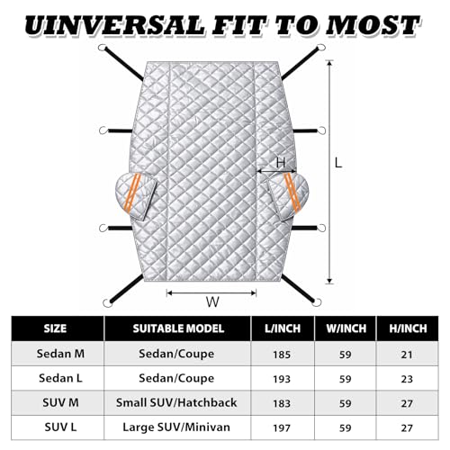 Hail Protector Car Cover, Multi-Layer Cotton Padded Half Car Cover, Thickened Top Protection for Hail, Snow & Impact, Fits Sedan L - size: 1-Sedan L