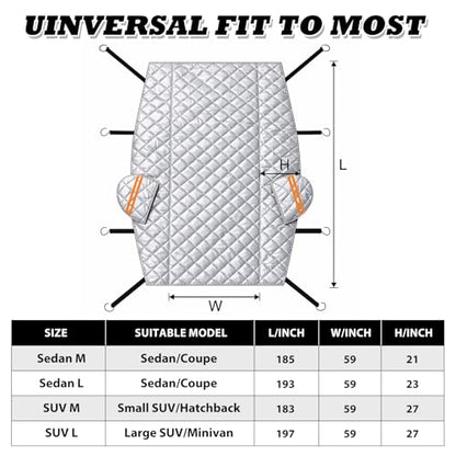 Hail Protector Car Cover, Multi-Layer Cotton Padded Half Car Cover, Thickened Top Protection for Hail, Snow & Impact, Fits Sedan L - size: 1-Sedan L