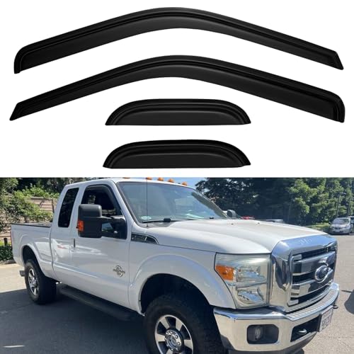 Window Visors Rain Guards for 1999-2016 Ford F250 F350 F450 Super Duty SuperCab, Out-Channel Window Vent Wind Deflectors Visors Shades for 99-16 F-250 F-350 F-450 Extended Cab - size: 1999-2016 F250-f450 Supercab