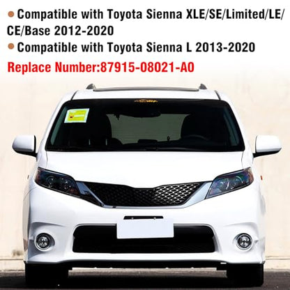 Moonlinks Compatible with Toyota Sienna 2012 2013 2014 2015 2016 2017 2018 2019 2020 Right Passenger Side Mirror Cover Replacement, White Right Side Clip-on Mirror Cap Replaces for 87915-08021-A0 - color: Right White