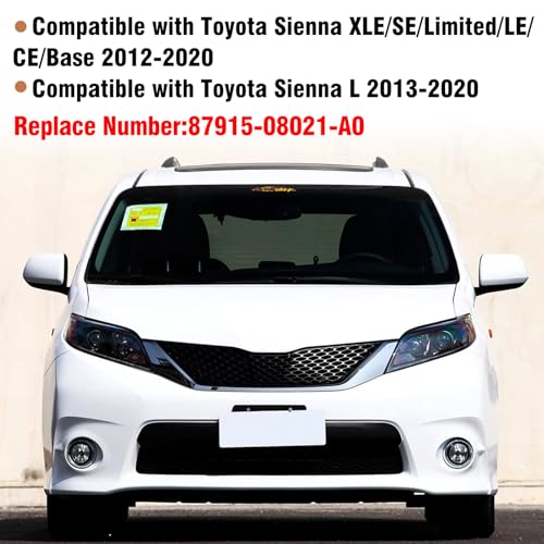 Moonlinks Compatible with Toyota Sienna 2012 2013 2014 2015 2016 2017 2018 2019 2020 Right Passenger Side Mirror Cover Replacement, White Right Side Clip-on Mirror Cap Replaces for 87915-08021-A0 - color: Right White