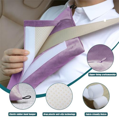 Super Soft Seatbelt Pillow, Seat Belt Pillow for Mastectomy Post-Surgery, Seat Belt Cushion for Heart Surgery Recovery, Hysterectomy Abdominal Incision Recovery Seatbelt (Lavender, Large) - color: Lavender