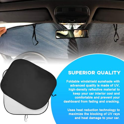 Ziciner 2 PCS Car Windshield Sun Shade, Auto Sun Heat and UV Rays Blocker, 33"×36" Foldable Automotive Front Window Sunshade Protector, Universal Vehicle Interior Accessories (Silver-L) - color: Silver-L (33×36 inches)
