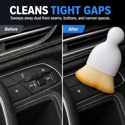 Car Interior Detailing Soft Bristle Cleaning Dusting Brush, Auto Detail Cleaning Brush Dash Duster Tool (White)