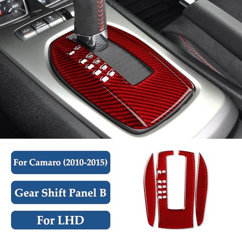 Carbon Fiber Decal Car Gear Shift Panel Sticker Interior Trim Cover for Chevrolet Camaro 2010 2011 2012 2013 2014 2015 Accessories - color: Gear Shift Panel B
