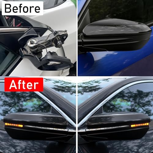 Moonlinks Compatible with 2016-2021 Honda Civic Side Mirror Cover Replacement,Glossy Black LH & RH Side Door Rearview Mirror Cap Trim for 10th Gen Civic,2019-2022 Insight,(1 Pair) - size: 10th-Pair Black