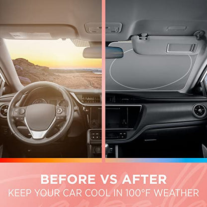 BDK Checker Gradient Car Window Sun Shade Auto Shade for Windshield Visor, Block UV Reflect Heat to Keep Your Car SUV Truck Cool Jumbo 64"x32"
