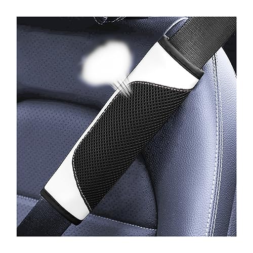 BESULEN Car Seat Belt Pads Cover, 2 Pack Leather Mesh Universal Seatbelt Shoulder Strap Protector, Soft Harness Pad Safety Belt Cover for Comfortable Driving, Car Interior Accessories (White) - color: White