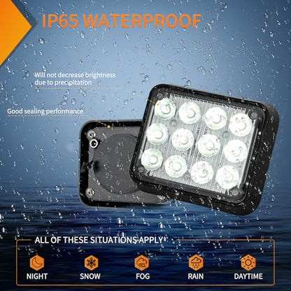 Nilight 12LED Magnetic Wireless Trailer Lights 2PCS Rechargeable Portable Hazard Beacon Warning Light White Emergency Strobe Light for Trucks Trailers Vehicles Cars Bus Surface Mount - color: 12LED White