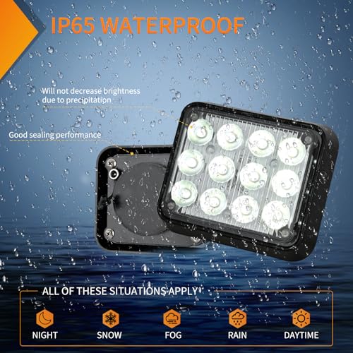 Nilight 12LED Magnetic Wireless Trailer Lights 2PCS Rechargeable Portable Hazard Beacon Warning Light White Emergency Strobe Light for Trucks Trailers Vehicles Cars Bus Surface Mount - color: 12LED White