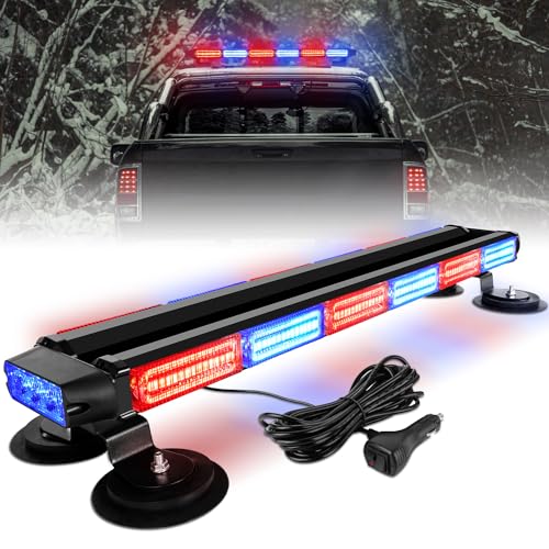 ASPL 26inch 126 LED Rooftop Emergency Strobe Lights Bar Double Side Flashing Safety Warning Traffic Advisor Light Bar Hazard Snow Plow Light for Work Trucks Vehicles Construction Tow Pickup(Red/Blue) - color: Red/Blue