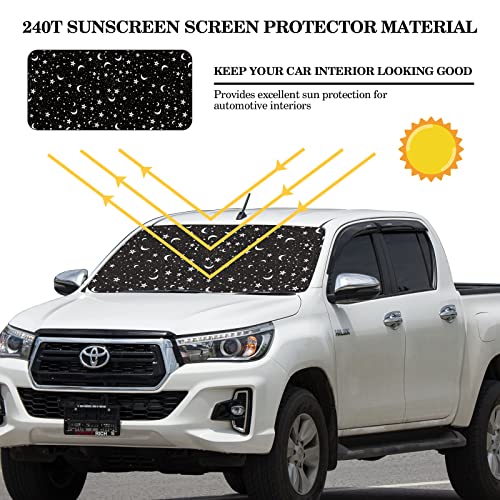 Woanger Windshield Sun Shade Foldable Car Front Window Covers for Car Accessories Sun Heat UV Rays Visor Protector Protection for Universal Cars SUV Truck (Moon Star) - style: Moon Star