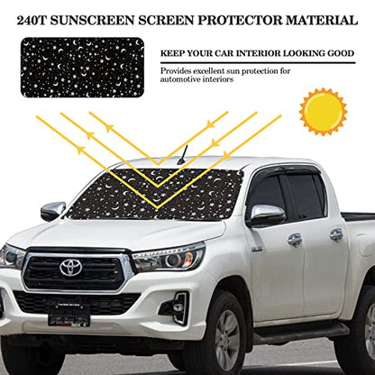 Windshield Sun Shade Foldable Car Front Window Covers for Car Accessories Sun Heat UV Rays Visor Protector Protection for Universal Cars SUV Truck(Night) - style: Night