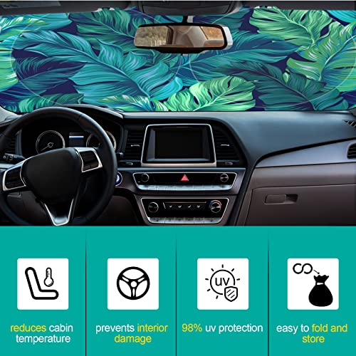 Windshield Sun Shade Foldable Car Front Window Covers for Car Accessories Sun Heat UV Rays Visor Protector Protection for Universal Cars SUV Truck(Leaf) - style: Leaf