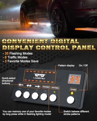 LUMENIX 70 Inch Emergency Running Board Rigid Strobe Lights Strip Bar 864 LED Flashing Warning Safety Light with Controller for Construction Vehicles Work Commercial Trucks Pickups Cars - Amber White - color: Amber and White