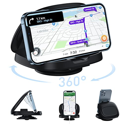 JOYEKY Cell Phone Holder for Car, Vertical Horizontal Car Phone Mount with 360° Rotate Dashboard Cradle Compatible iPhone Samsung Galaxy Android Smartphones, GPS Devices - color: Black