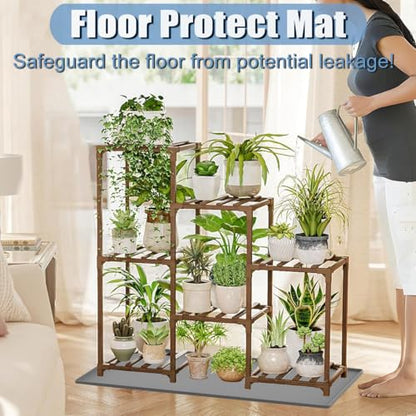 Plant Stand Mat Plant Shelf Mat, 34x22 Flower Stand Silicone Mat with Raised Edge, Wooden Plants Shelving Metal Flower Shelves Drip Pan Floor Protector, Planter Stands Planter Holder Metal Shelf Pad