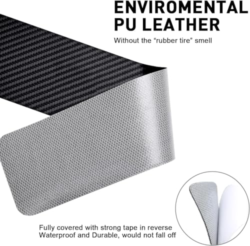 4PCS Carbon Fiber Leather Car Door Sill Protectors,Black Car Door Sill Scuff Plate,Front & Rear Car Door Threshold Guards