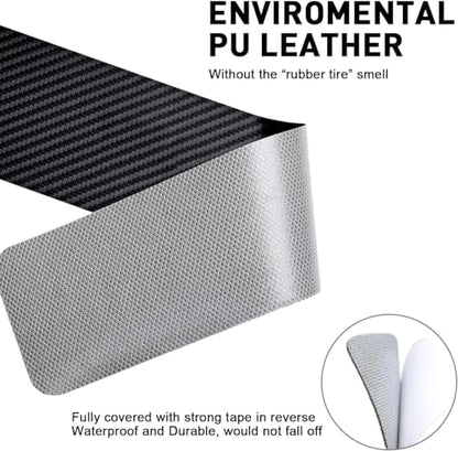 4PCS Carbon Fiber Leather Car Door Sill Protectors,Black Car Door Sill Scuff Plate,Front & Rear Car Door Threshold Guards