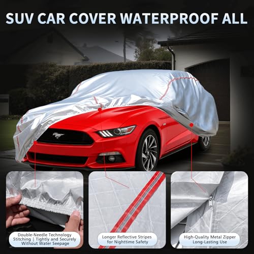 Car Cover Waterproof All Weather for Ford Mustang 1994-2025,All-Around Fastening and 4 Upgrades, 30s Quick-Install for Car Cover - size: 3（for Mustang）