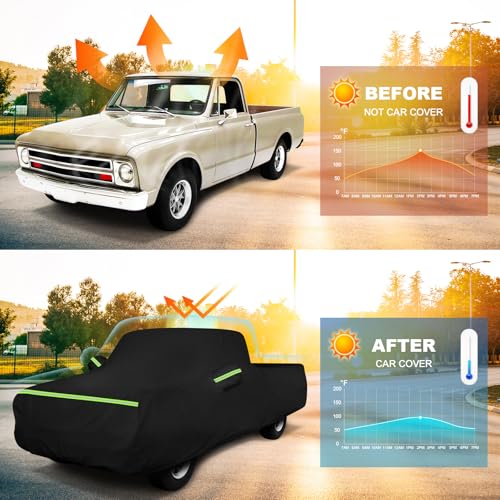 QUNSUNUS Car Cover for Chevrolet C10 C20 K10 K20 1960-1991 Standard Cab 6.5Ft Short Bed, Waterproof C10 Truck Cover with Zipper, Car Covers All Weather with Wind, Sun, UV and Dust Protection - size: for Chevrolet C/K Standard Cab 6.5ft Short Bed