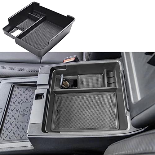 EDBETOS Center Console Organizer Tray Compatible with Nissan Frontier 2022 2023 2024 2025 2026 Pickup Truck Accessories Interior Secondary Armrest Storage Box Insert Tray, USB Cable Hole - color: Black