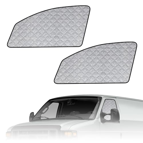 Front Side Window Sun Shade Customized for Ford Econoline/E-Series E-150 E-250 E-350 E450 1992-2025, 2PCS Foldable Window Sunshade Sun Protector for Side Windows Reflect UV Privacy Protection - color: Side Window, size: Customized for Ford E-Series