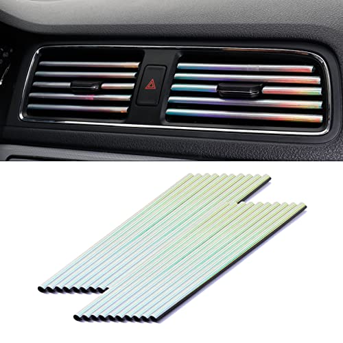 LivTee 20 Pieces Car Air Conditioner Decoration Strip for Vent Outlet, Universal Waterproof Bendable Air Vent Outlet Trim Decoration, Car Interior Accessories (Shiny Silver) - color: Shiny Silver