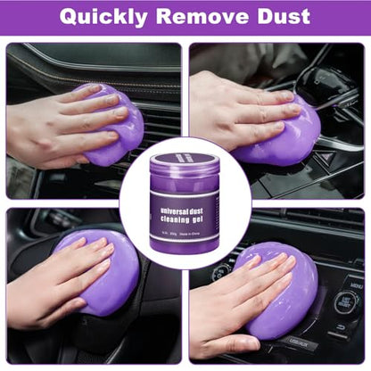 Windshield Cleaner Tool, 17Pcs Purple Car Interior Cleaning Kit, Detailing Kit Cleaner, Detailing Brush, Cleaning Gel, Inside Cleaning Supplies Accessories for Trucks, SUVs, RVs Window